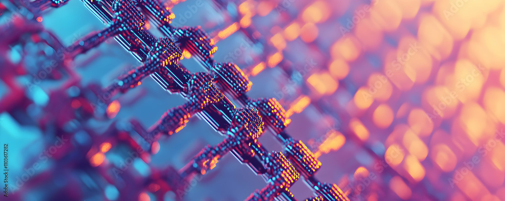 Poster abstract digital network glowing lines and nodes