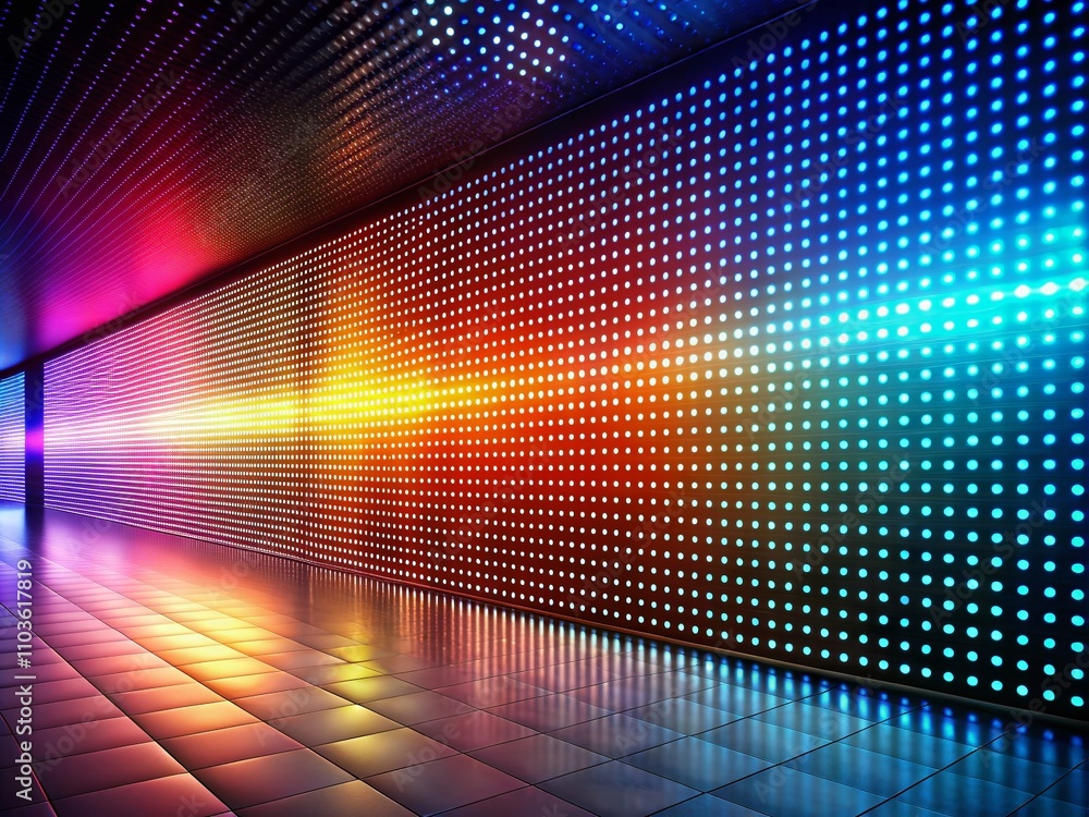 Aufkleber futuristic wall of illuminated dots with gradient background for tech presentations and business bac