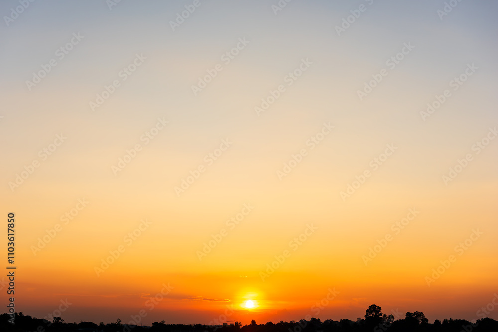 Wall mural panoramic beautiful sunset sky, cloud in twilight - nature background
