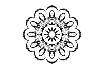 Intricate Black and White Mandala Design with Radiating Lines and Balanced Shapes
