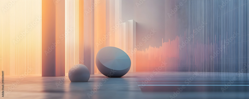 Poster abstract minimalist scene with geometric forms and lines
