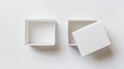 Two White Cardboard Boxes on a White Background