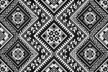 Geometric Black and White Aztec Tribal Motifs for Ethnic Style Textile Design Featuring Abstract Patterns Perfect for Decorative Use in Modern Interiors