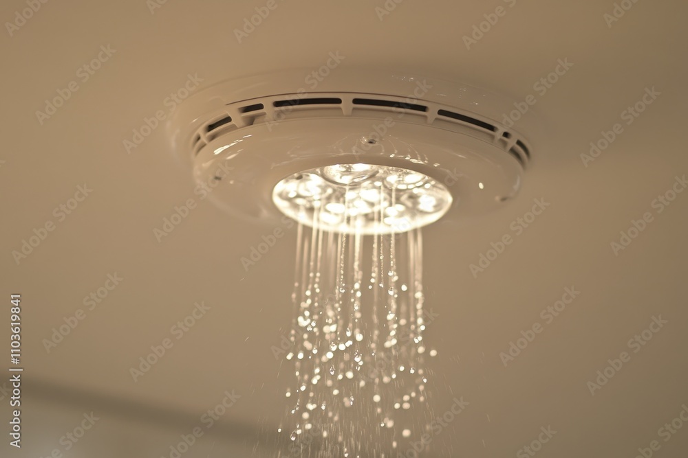Aufkleber modern ceiling shower light fixture with water droplets creating a relaxing atmosphere in a contempo
