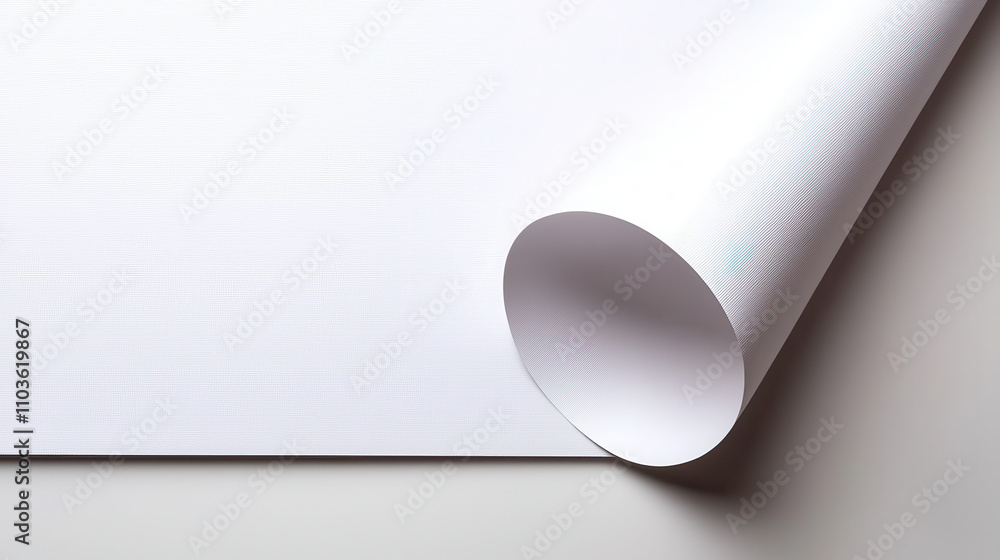 Poster high resolution white paper texture with smooth surface, showcasing rolled edge. ideal for backgroun