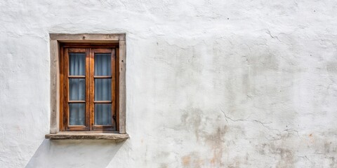 A simple window on a weathered white wall, weathered, aged, rustic, minimalist, architecture, design, old, vintage, exterior