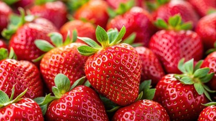 Close-up of fresh red strawberries , berries, fruit, healthy, vibrant, close-up, tasty, delicious, juicy, ripe, organic