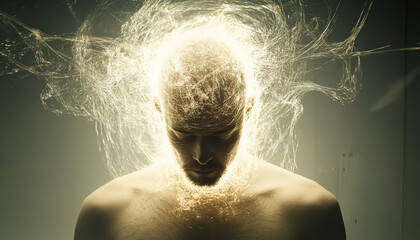 Human surrounded by swirling lines, symbolizing mental chaos