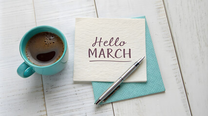 Season greeting welcome new month March message greeting