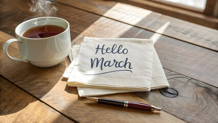 Hello March message lettering season greeting text