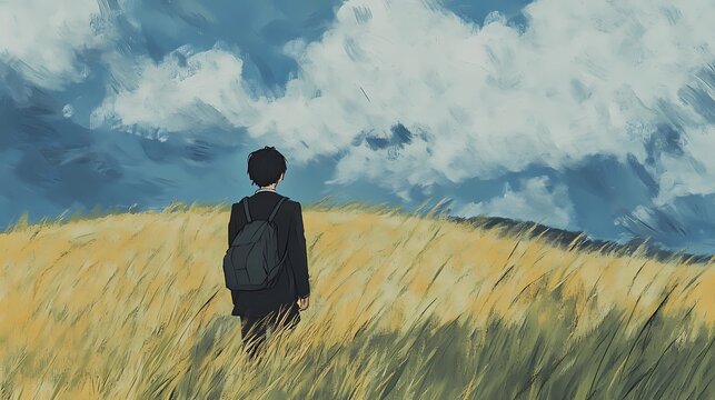 Youth with backpacks, an adaptable theme for advertising, social media, or design content related to school or exploration