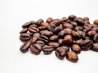 Coffee beans or  Roasted coffee bean isolated on white background, Close-up