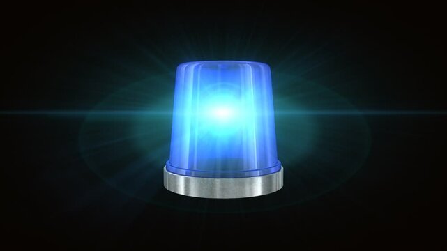 3d render, looping animation of a rotating spinning red flashing light. Emergency alarm flasher isolated on black background