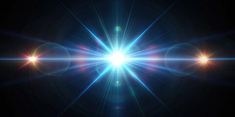 Fototapeta premium Real optical lens flare on black background, optical, lens, flare, black, background, abstract, light, photography, effect