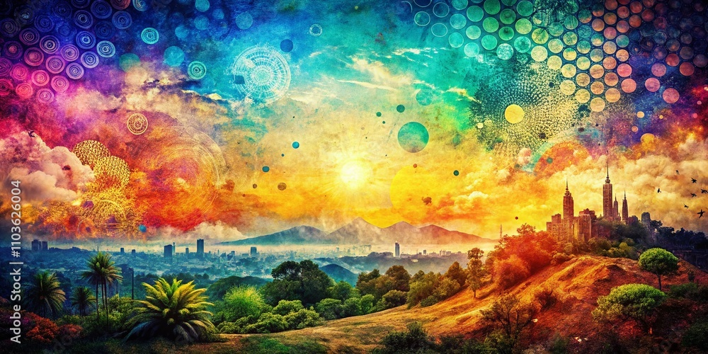 Aufkleber grunge texture with stippling effect in panoramic photography showcasing unique patterns and depth f