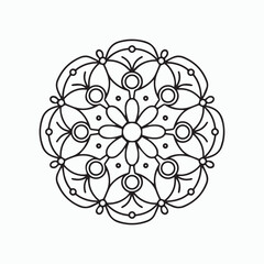 easy floral mandala design with clean lines for Kids coloring book page
