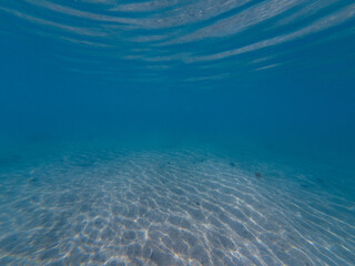 Obraz premium Deep empty blue water view in the ocean.
