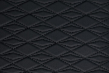 Naklejka premium A high-quality texture image of black leather upholstery featuring a classic diamond-stitched pattern. The deep, rich color and intricate stitching create a luxurious and sophisticated appearance.