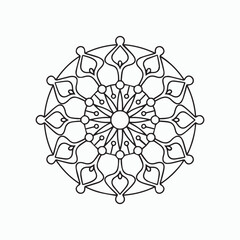 easy floral mandala design with clean lines for Kids coloring book page