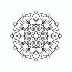 easy floral mandala design with clean lines for Kids coloring book page