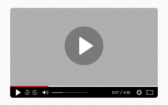 Multimedia video player template for online cinema, video live streaming, social media interface vector