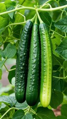 Cucumber Herbaceous vine producing elongated green fruits often eaten fresh in salads or pickled