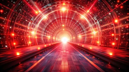 Fototapeta premium Abstract background of a tunnel with sparkling red flare light streaks, Sparkling, Red, Flare, Light, Streaks
