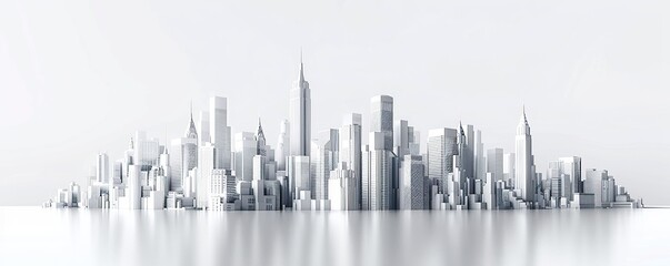 Minimalist Skyline in White and Grey