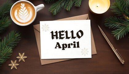 Hello April message lettering season greeting text