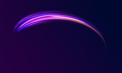 Acceleration speed motion on night road. Colorful Light Trails, Long Time Exposure Motion Blur Effect. Abstract fire flare trace lens flares acceleration speed motion on night road. 