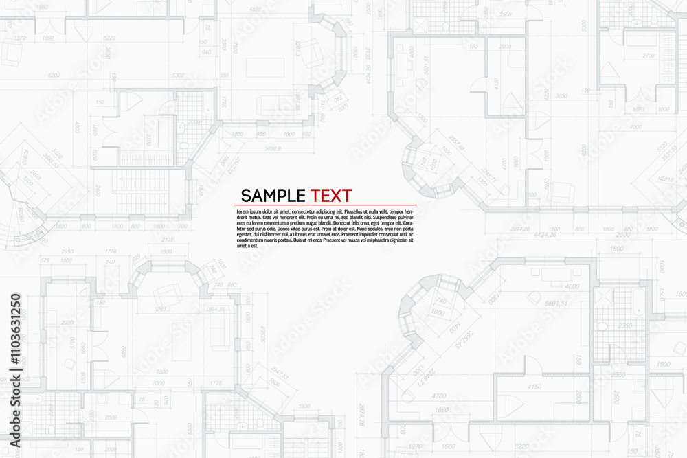 Wall mural architectural background. building construct plan. interior design sketch draw. home floor architect