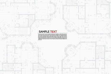 Architectural background. Building construct plan. Interior design sketch draw. Home floor architect pattern. Office reconstruction project. Abstract technology illustration. Vector blueprint.