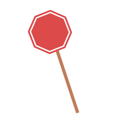 Red stop warning sign. Vector simple color flat illustration.