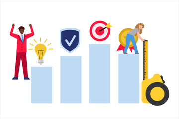 Performance indicator, KPI. Vector simple color flat illustration.