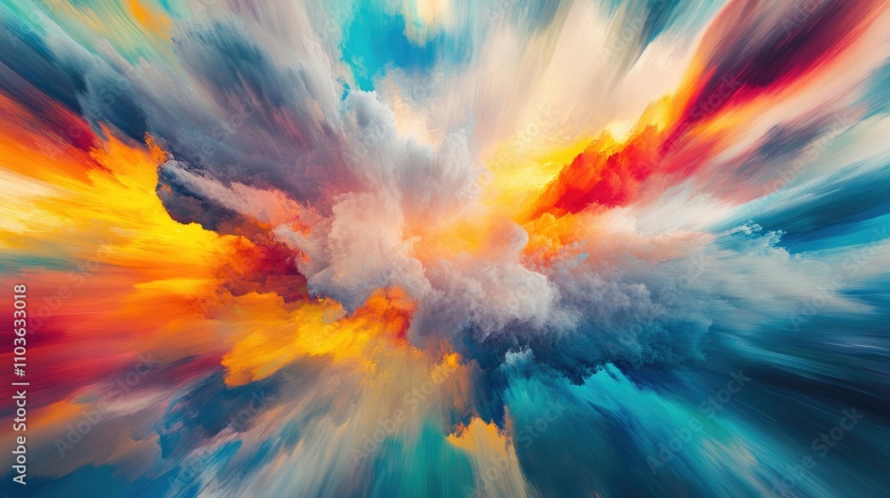Aufkleber colorful abstract design: merging streams of energy and light representing teamwork and the fusion o