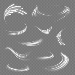 Neon stripes in the form of drill, turns and swirl. Speed of light concept background. Abstract background rotational border lines, png, effect, wave,neon,line. 