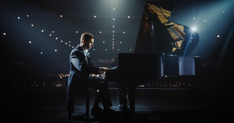 In a Concert Hall Bathed in Subtle Light, Young Pianist Plays the Grand Piano With Grace and...