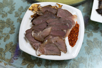 The beef brisket in the plate 