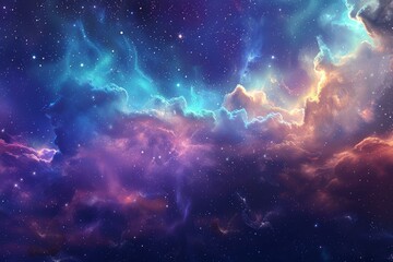 Colorful nebula clouds and starry night sky creating stunning galaxy view