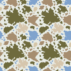  Seamless multicolored cow print vector pattern.