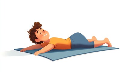 a 2D cartoon illustration of a person doing burpees, strong and active, white background--ar 16:9