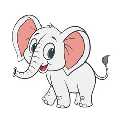 Fototapeta premium Elephant cartoon page cute animals vector illustration