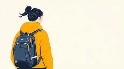 Children with backpacks outdoors, exploring and learning, perfect stock illustrarion.