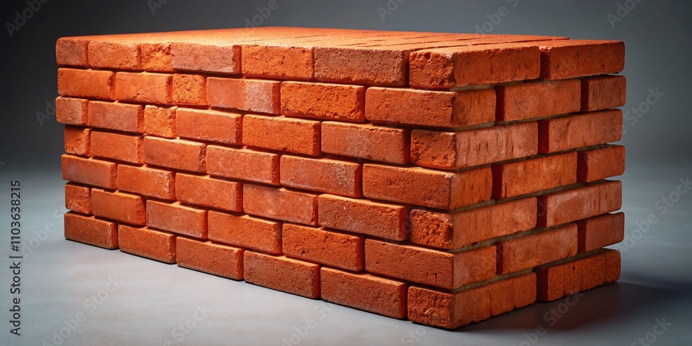 Poster high-quality close-up image of individual red bricks isolated on a clean background for use in desig