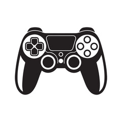 video game controller silhouette vector icon, black and white silhouette, vector and illustration isolated on white background, black and white