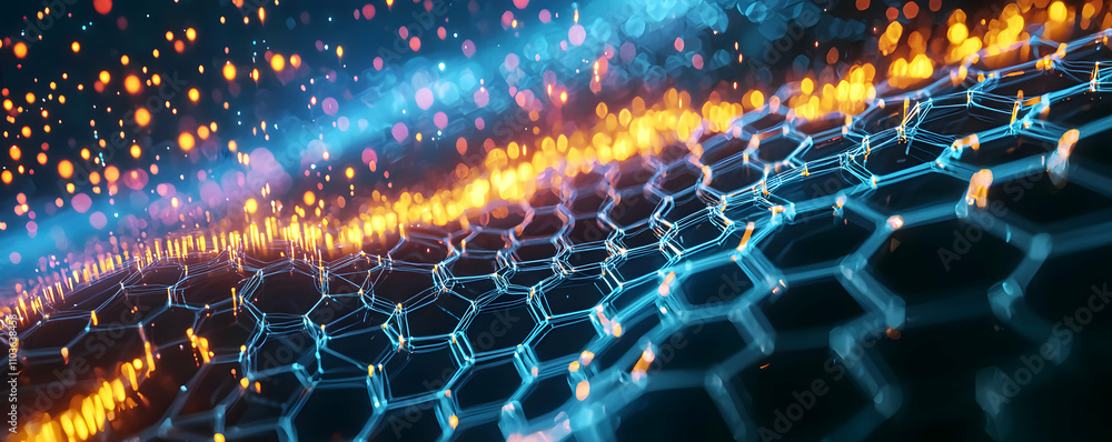Poster Abstract Hexagonal Network with Glowing Particles