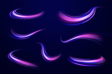 Neon stripes in the form of drill, turns and swirl. Iight background, speed, wavy, swirl,curve,speedy,vector. Abstract background rotational border lines. 