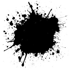 Black ink splash grunge texture, abstract png file cut out and isolated on a transparent background, liquid stock illustration image