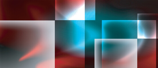 Obraz premium Glass squares with neon shiny light abstract background