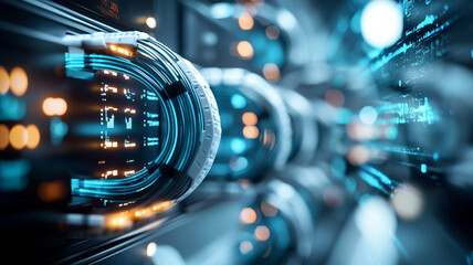 Ai generate technology action data center digital graphics network environment futuristic viewpoint concept for seo impact